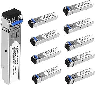 10Pcs SFP Network Transceiver Module, 1.25 Gigabit Single Mode LC Duplex 1000BASE-LX Dual Fiber SFP 20km 1310nm
