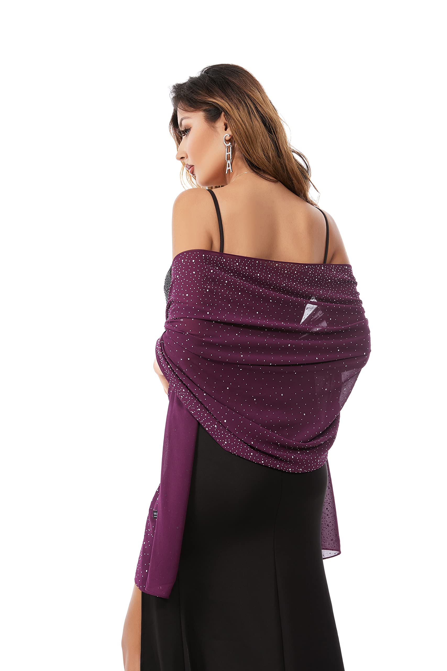 Écharpe de mariée en mousseline de soie transparente pour femme élégante douce et soyeuse