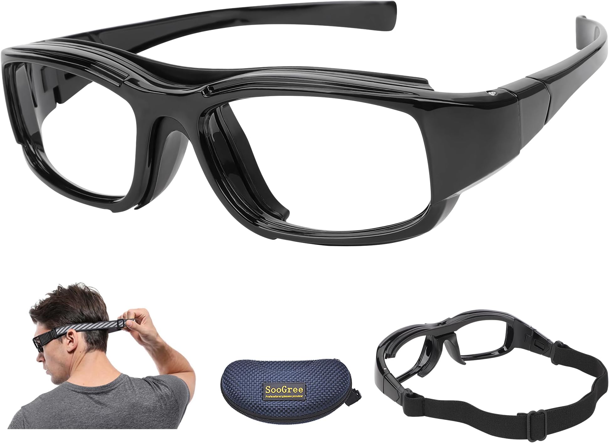 SooGree Sport Goggles Glasses Squash & Racquetball Goggles Basketball Glasses Adjustable Strap Resistant Impact