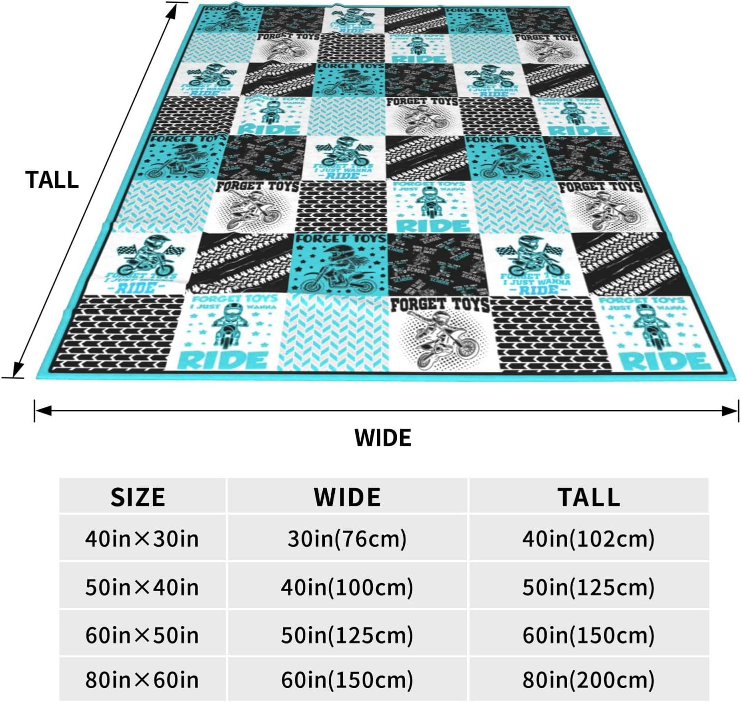 Dirt Bike Blankets, Dirt Bike Blue Throw Blankets Warm Fleece Flannel for Dirt Bike Loves 50"X40" - Image 4