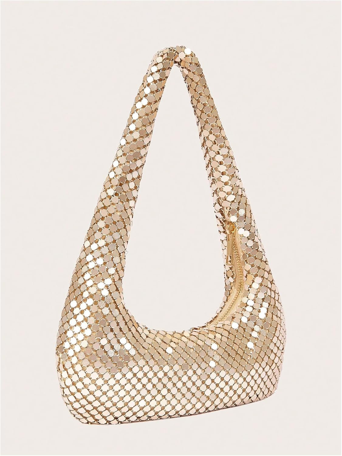 MakeMeChic Women's Metallic Glitter Sequin Underarm Bag Party Evening Hobo Handbags - Image 3