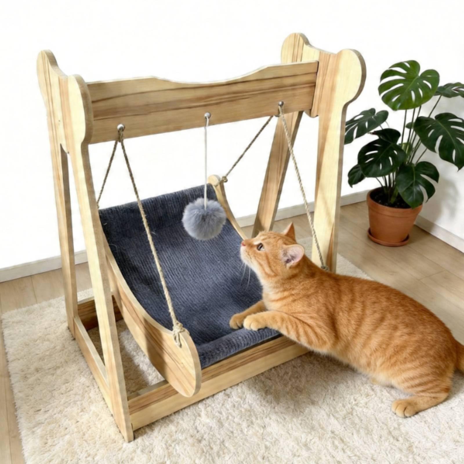 Amaca Gatta Appesa Design Boho Lettino Sospeso Struttura Stabile per Gatti, Gattini, Soggiorno, Camera