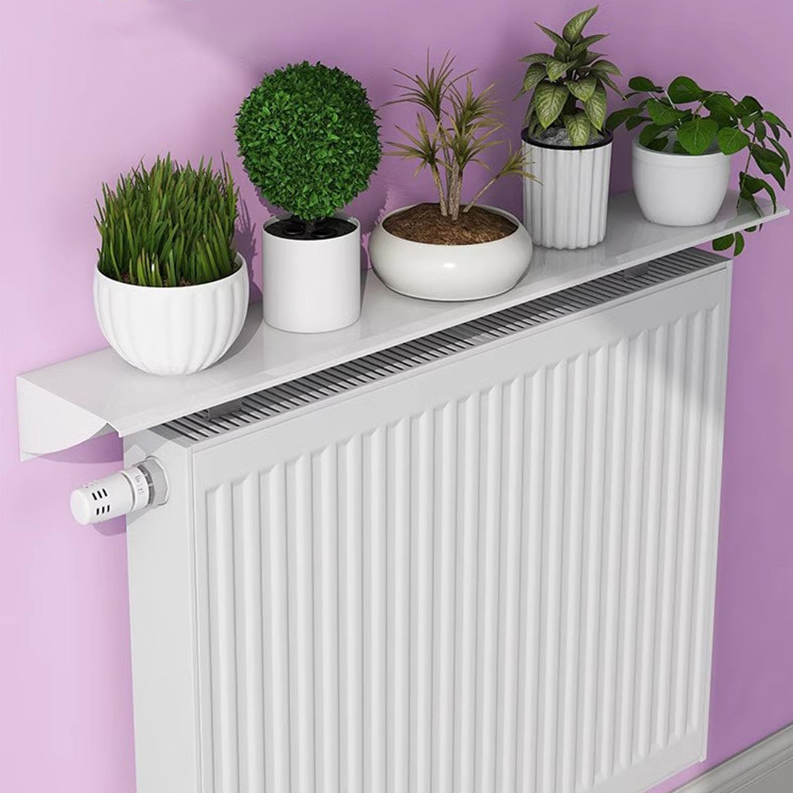 Cubierta de radiador y estante para plantas de interior sin taladro