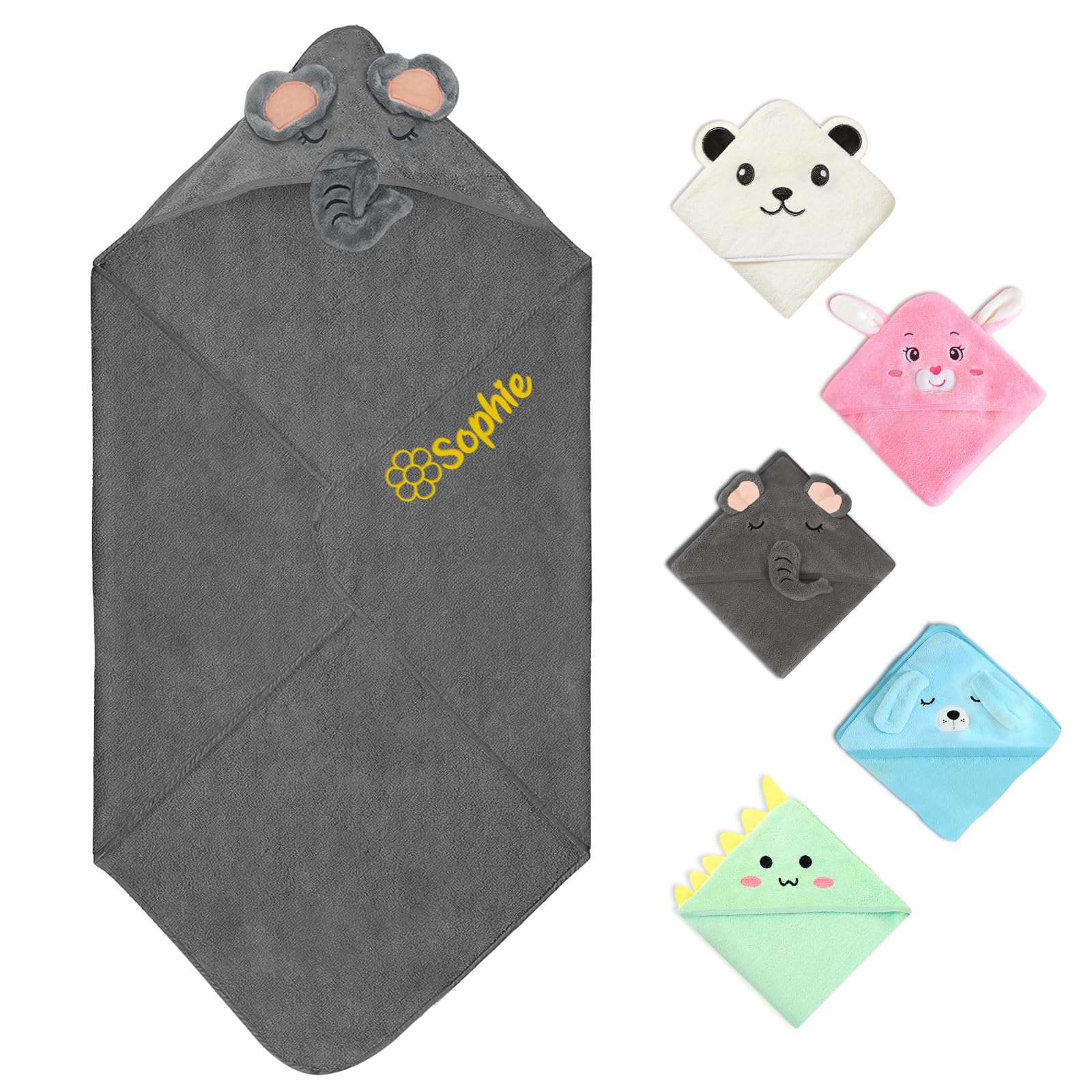 Personalized Baby Towel with Name Custom Toddler Hooded Bath Towels for Girl Boy Swaddle Blanket Customized Baby Shower