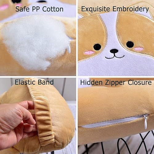 Miniatura 5 de seemehappy Lindas almohadas para reposacabezas de perro corgi marrón, almohadas para el cuello, almohada lumbar de corgi, almohada de viaje,