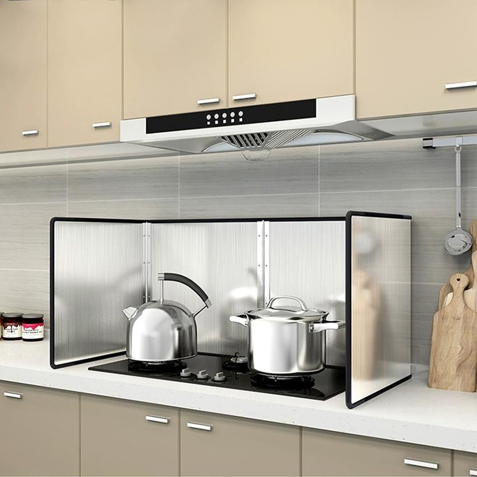 Paraspruzzi Pieghevole antischizzi per lavello da Cucina, Antiaderente, in Acciaio Inossidabile, Portatile, per Piano Cottura, Parete, ECC. (Dimensioni: 45 * 80 * 60 cm)