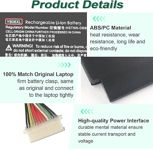 Miniatura 4 de DMKAOLLK 84.08Wh YB06XL 928372-855 928427-272 Batería para HP Spectre X360 Convertible 15-CH011DX 15-CH0XX 15T-CH000 15-CH011NR 15-CH 15T-CH Series