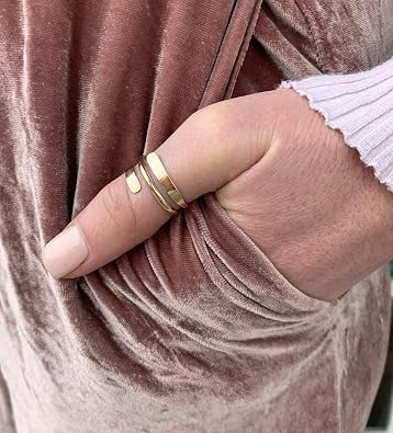 TOE RINGS & THINGS Thumb or Finger Ring Adjustable | 14K Gold Fill Pipeline Wrap Around Ring | Adjustable Gold Ring for Men & Women