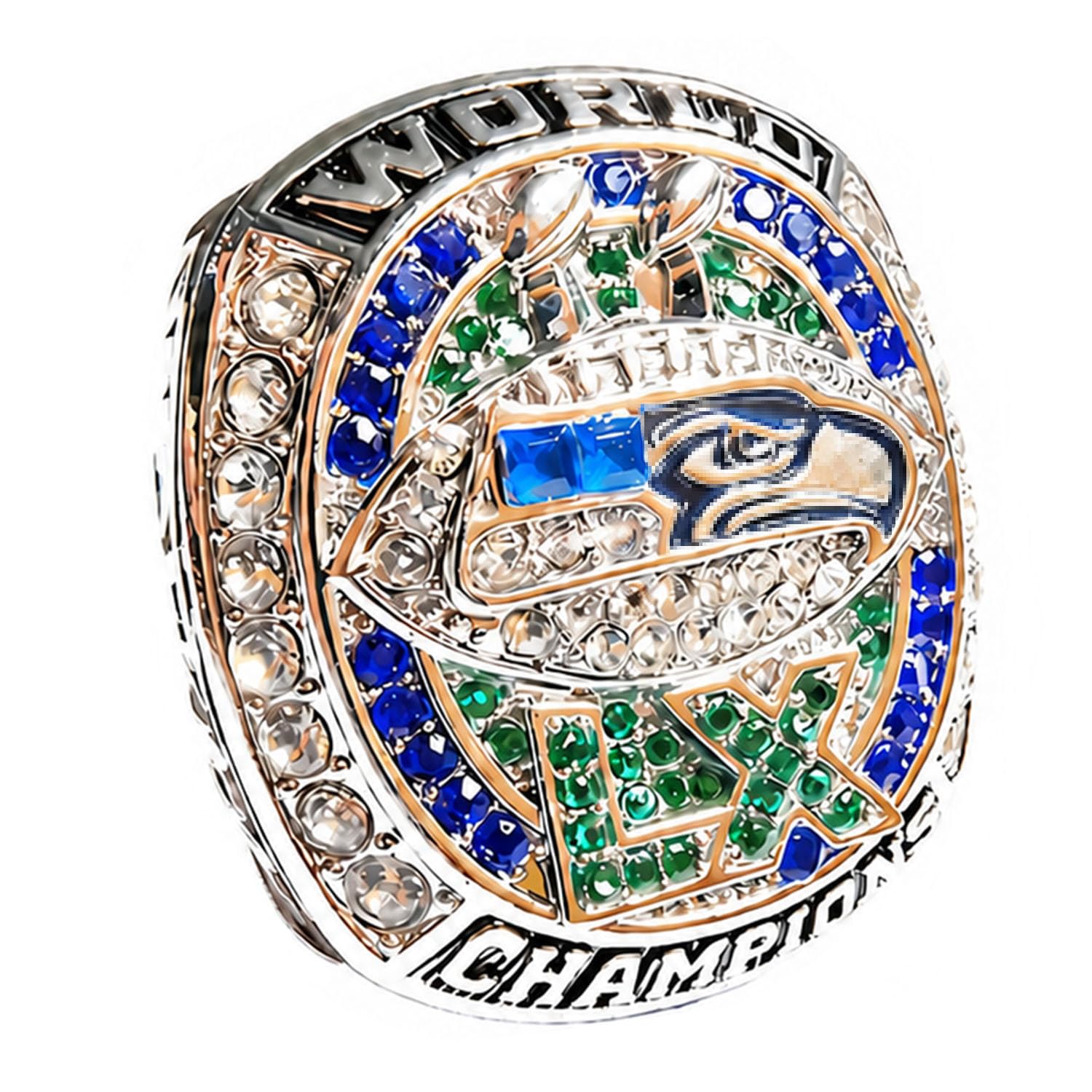 Wonsunte 2026 Seahawks Championship Ring Replica with Box, American Football Memorabilia, Display Piece and Souvenir for Fans and Collectors,No. 9,Size 9