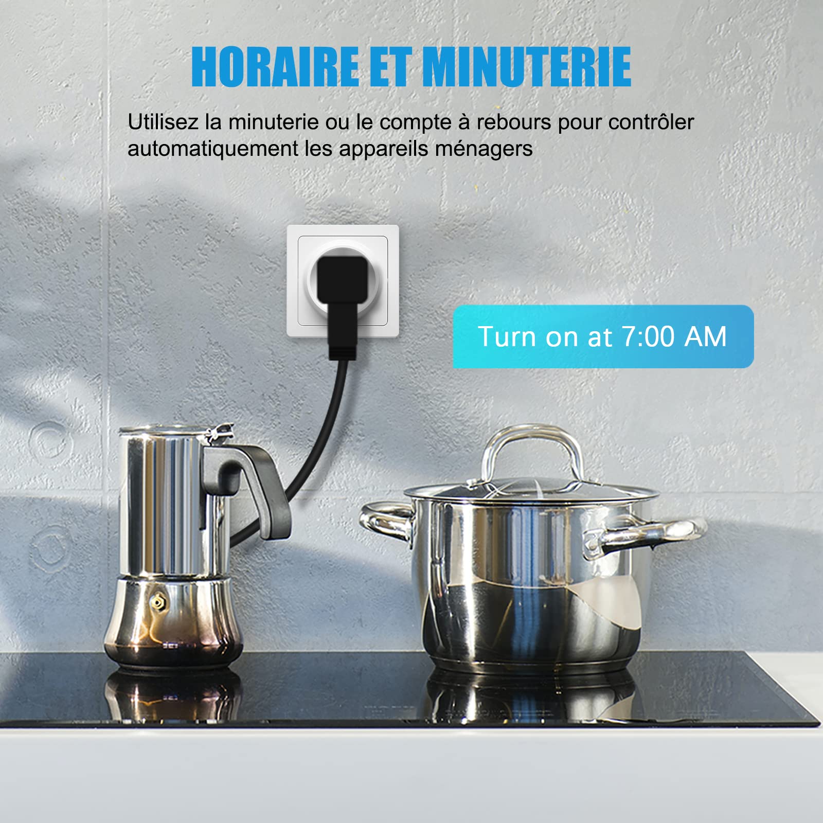 Prise Connectée WiFi, 10A Prise Intelligente Compatible avec Alexa, Google Assistant, Commande Vocale, Contrôle à Distance et Configuration Bluetooth, 4 Pack