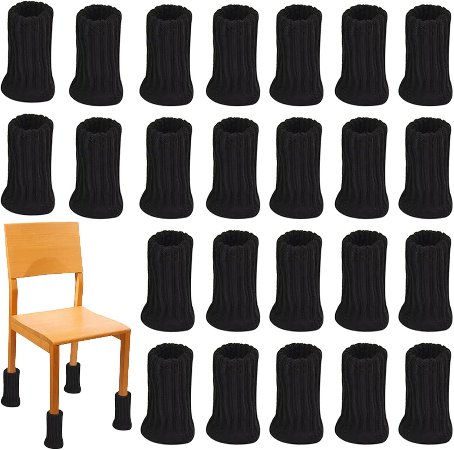 24PCS Chair Leg Floor Protectors Fits All Leg Shapes, NonSlip Chair