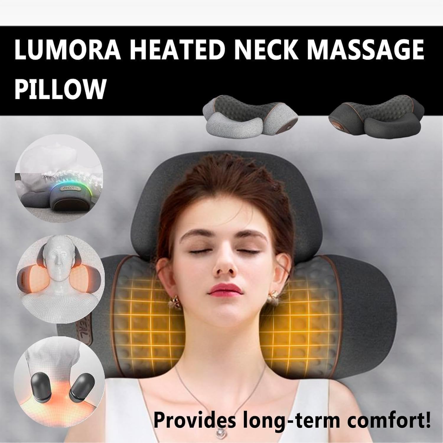 Artuvate Cervicale, Massaggiatore Cuscino 3 In 1 Per Il Collo, Relief Massager For Neck, For Neck Stretcher Massage Relaxe (Black)