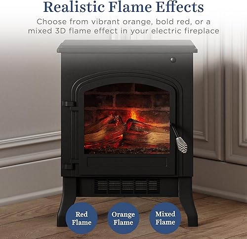 Miniatura 7 de Country Living Calentador eléctrico de chimenea independiente infrarrojo de 18 pulgadas en negro  Proporciona calor de zona suplementaria con