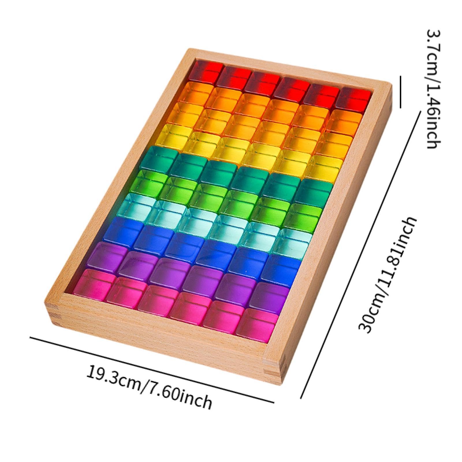 Regenbogen-Baustein-Set, Baustein-Set für Kinder, Montessori-Spielzeug, glatt, Regenbogen-Acryl-Würfel für Kleinkinder, Weihnachten