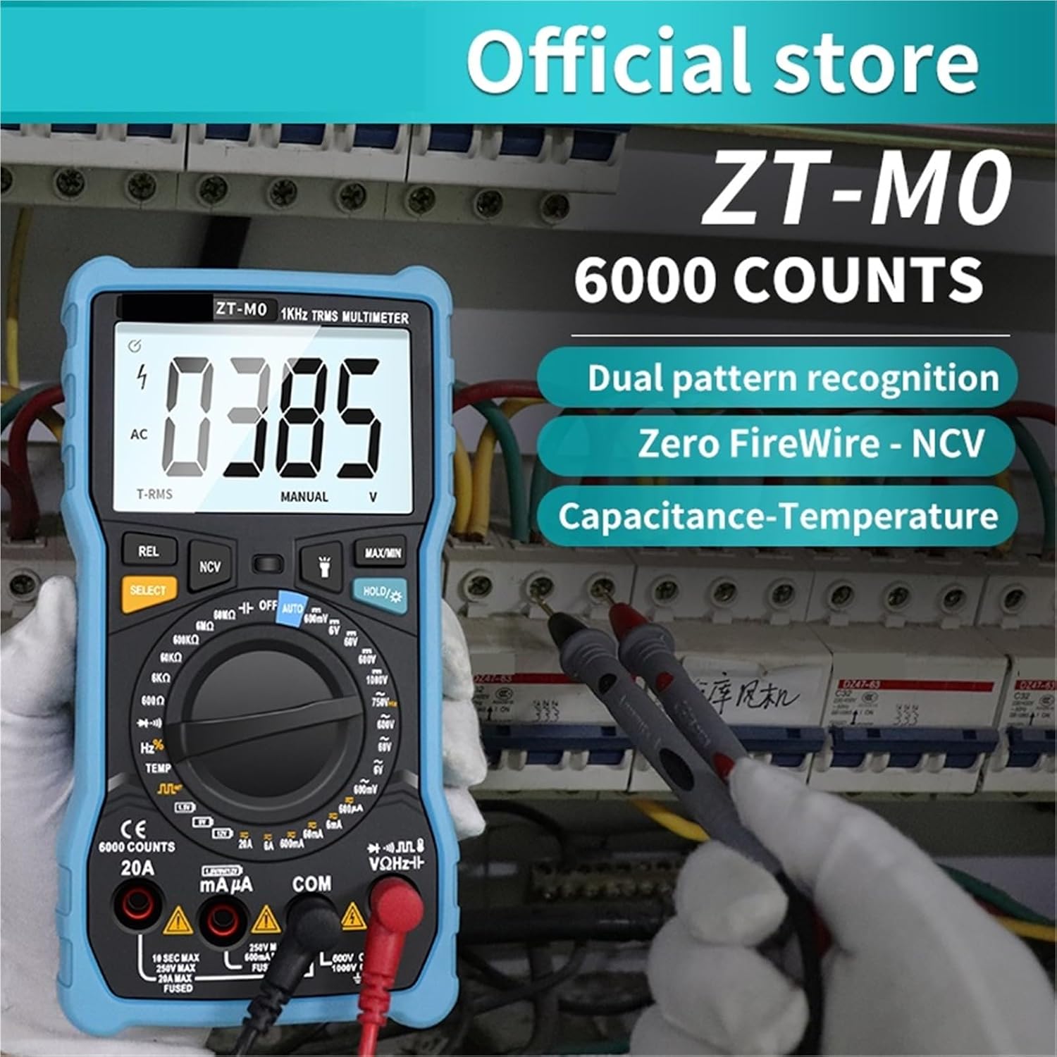 Digital Multimeter 6000 High Precision True RMS Auto Range Ammeter Voltmeter Smart Capacitor Temperature NCV Ohm Hz Tester(ZT-M0)