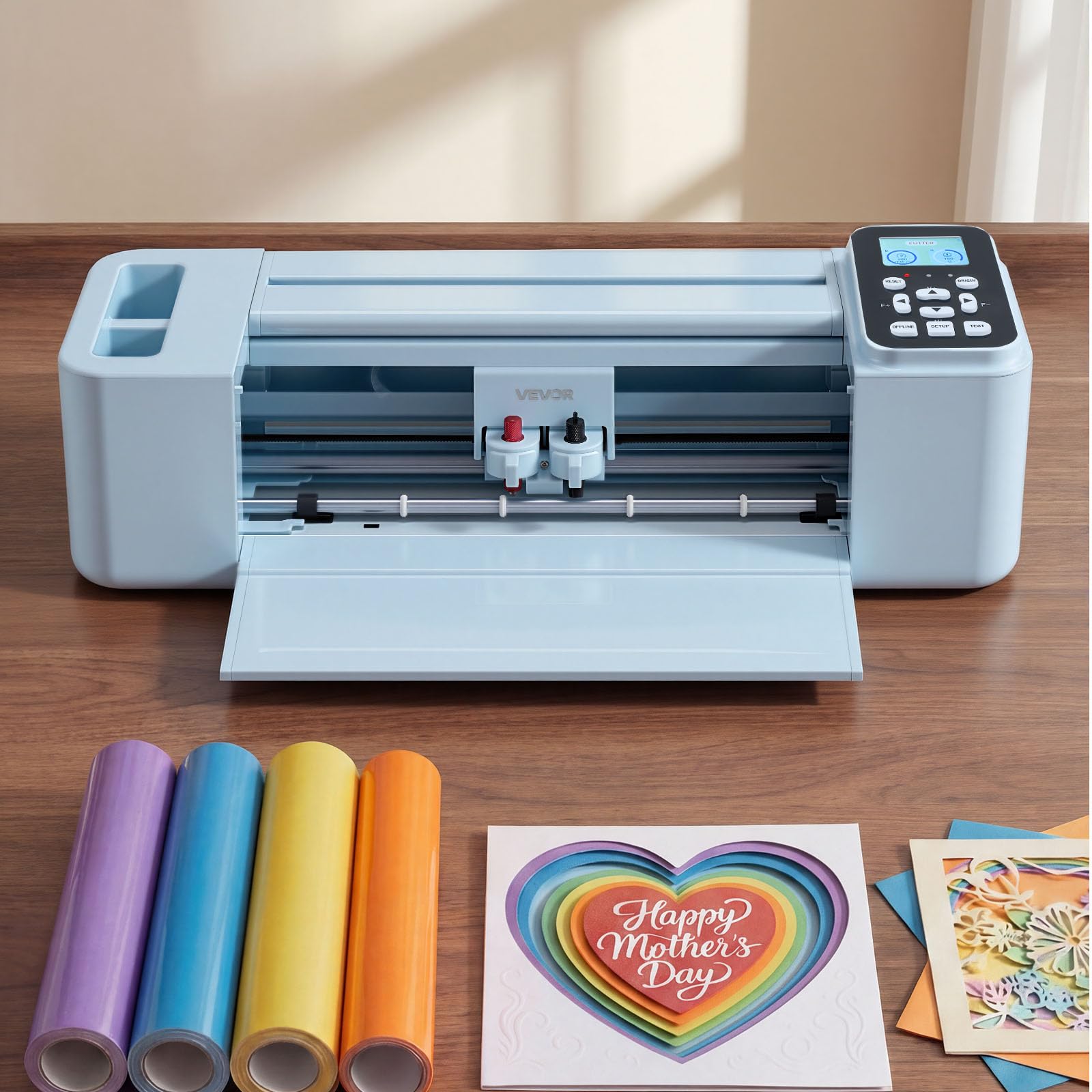 VEVOR Plotter de Corte de Vinilo de 305 mm con Kit de Herramientas, Materiales, Control Táctil y Botones, Máquina Cortadora Multifuncional Compatible con iOS Android Windows Mac para Bricolaje Papel