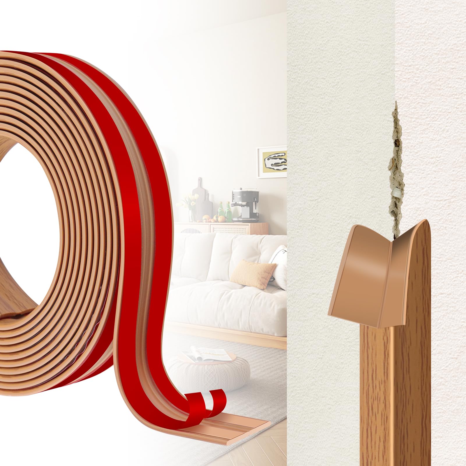 Moldura Decorativas Autoadhesiva para Esquinas 3 Metros, Protector de Bordes Flexible PVC 4cm Roble Amarillo, Decorativo para Protección de Pared, Techos y Muebles