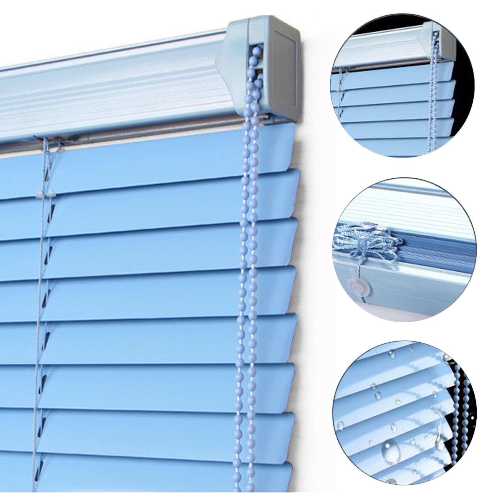 Persianas Venecianas De Aluminio,Persianas Horizontales para Ventanas,Persianas De Lamas De Aluminio De 25mm Antiuv,Persianas Oscurecedoras para Hogar,Oficina,Baño,Salon,Blue-135x175cm/53x69in
