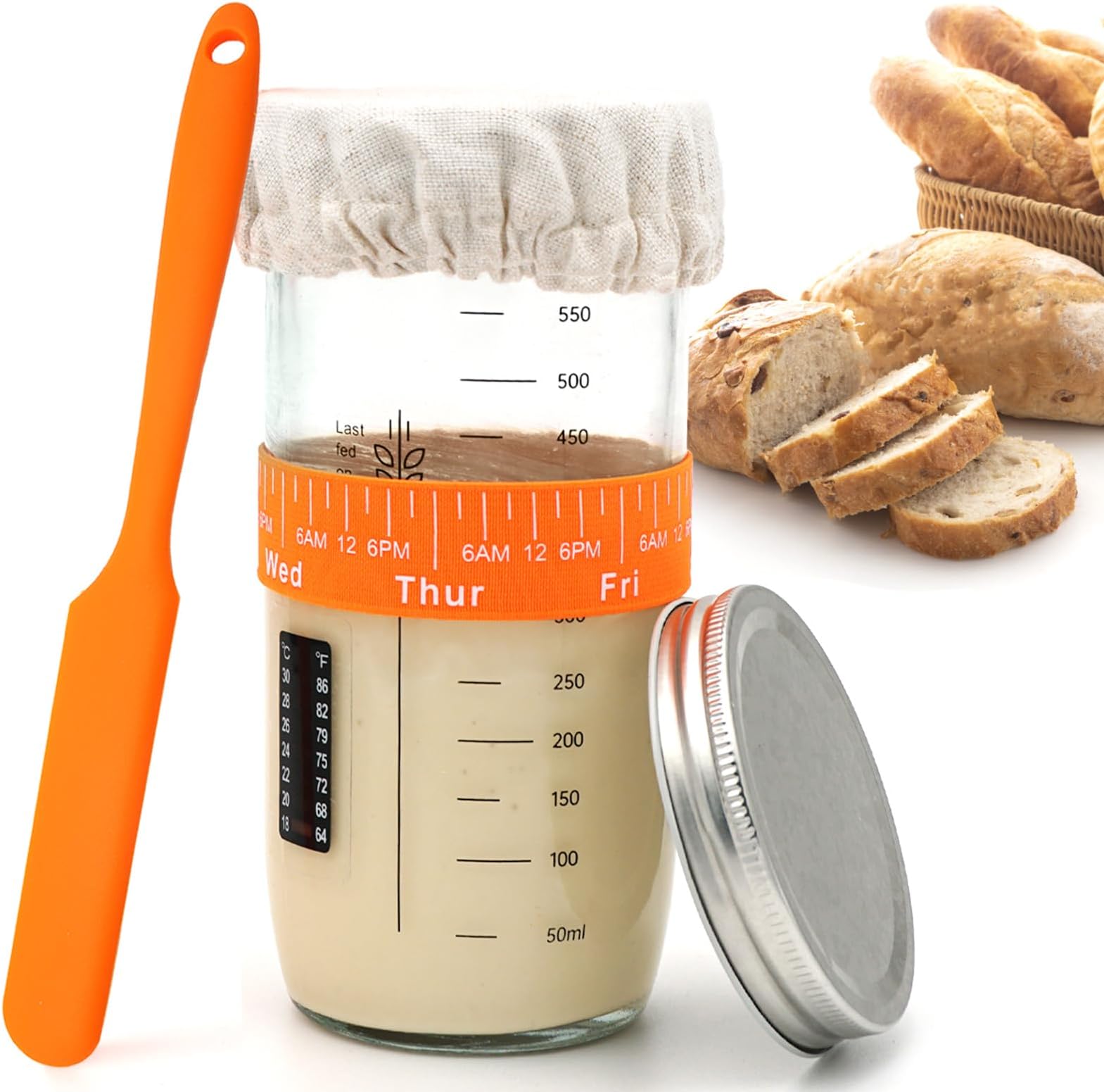 FoldTier 1 Set Sourdough Making Jar 35 oz Sourdough Starter