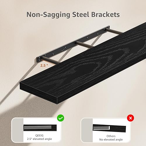 Vista 99 de QEEIG Estantes flotantes para pared de 23.6 pulgadas de largo, estante montado en la pared, baño, cocina, sala de estar, dormitorio, granja, B.