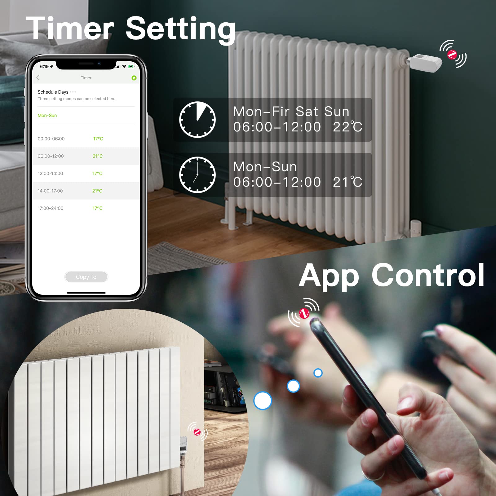 BSEED Smart Home 1-pak WiFi termostat ogrzewanie z koncentratorem Zigbee ECO, oszczędność kosztów ogrzewania, zawór termostatu grzejnika, kompatybilny z Alexa Google Home Tuya, wyświetlacz LCD, bez baterii