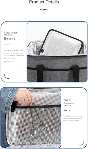 Miniatura 7 de Lonchera aislada para mujereshombres, lonchera reutilizable para oficina, trabajo, picnic, playa, a prueba de fugas, congelable, con correa de