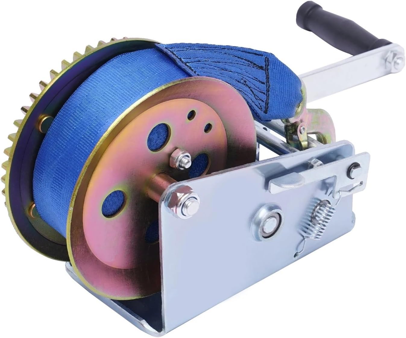 Hand Crank Winch, 2500 lb Winch Mounting Bracket, Hand Winch with 8m Strap, Galvanized #45 Steel for Efficient Lifting,Boat Trailer Winches