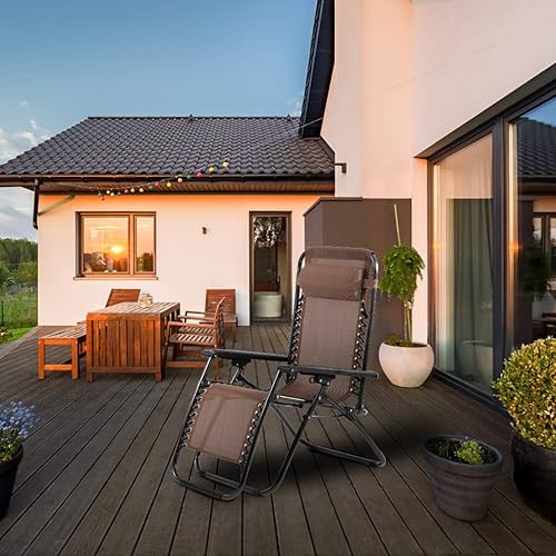 Miniatura 4 de Silla Zero Gravity, plegable al aire libre, ajustable, para salón, silla reclinable, con soporte para tazas y almohadas para patio, piscina, playa,