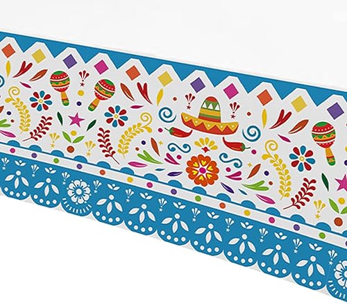 Miniatura 3 de Mantel de decoración de fiesta mexicana, suministros de fiesta del Cinco de Mayo, decoración de mesa de papel picado mexicano para taco, carnaval,