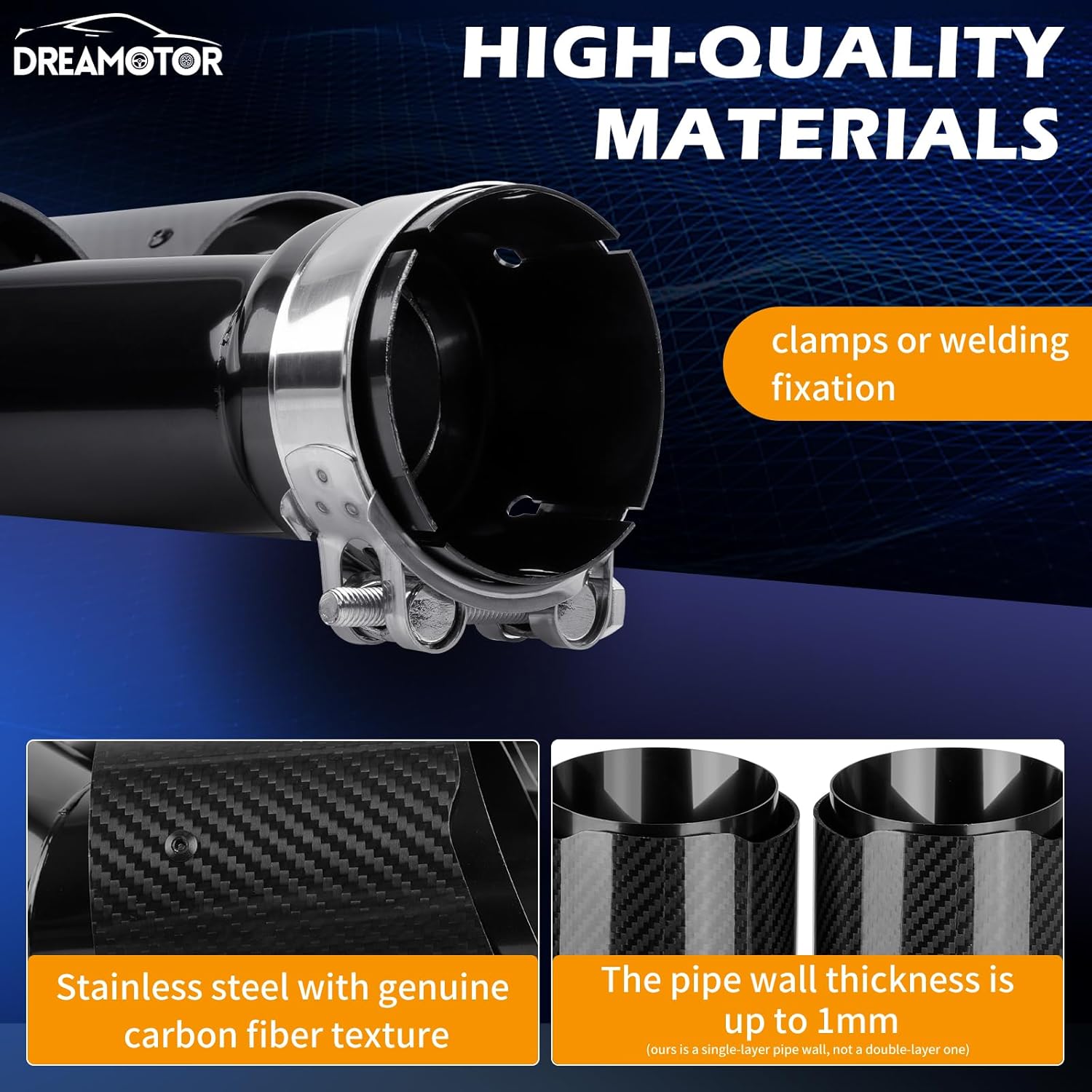 Exhaust Tips, Universal Dual Tail Pipe 2.5" Inlet Muffler Tip Compatible with Infiniti G37 BMW 335i Honda Accord Toyota Camry Nissan Altima Ford Mustang GT Chevrolet Camaro SS Chrysler 300