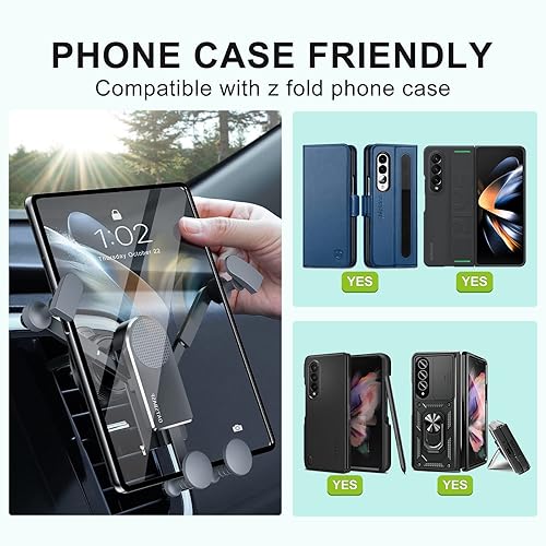 Miniatura 3 de Xuenair Soporte para automóvil Z Fold 4, compatible con fundas soporte de coche plegable de aluminio para 4, 3, soporte universal de gravedad para