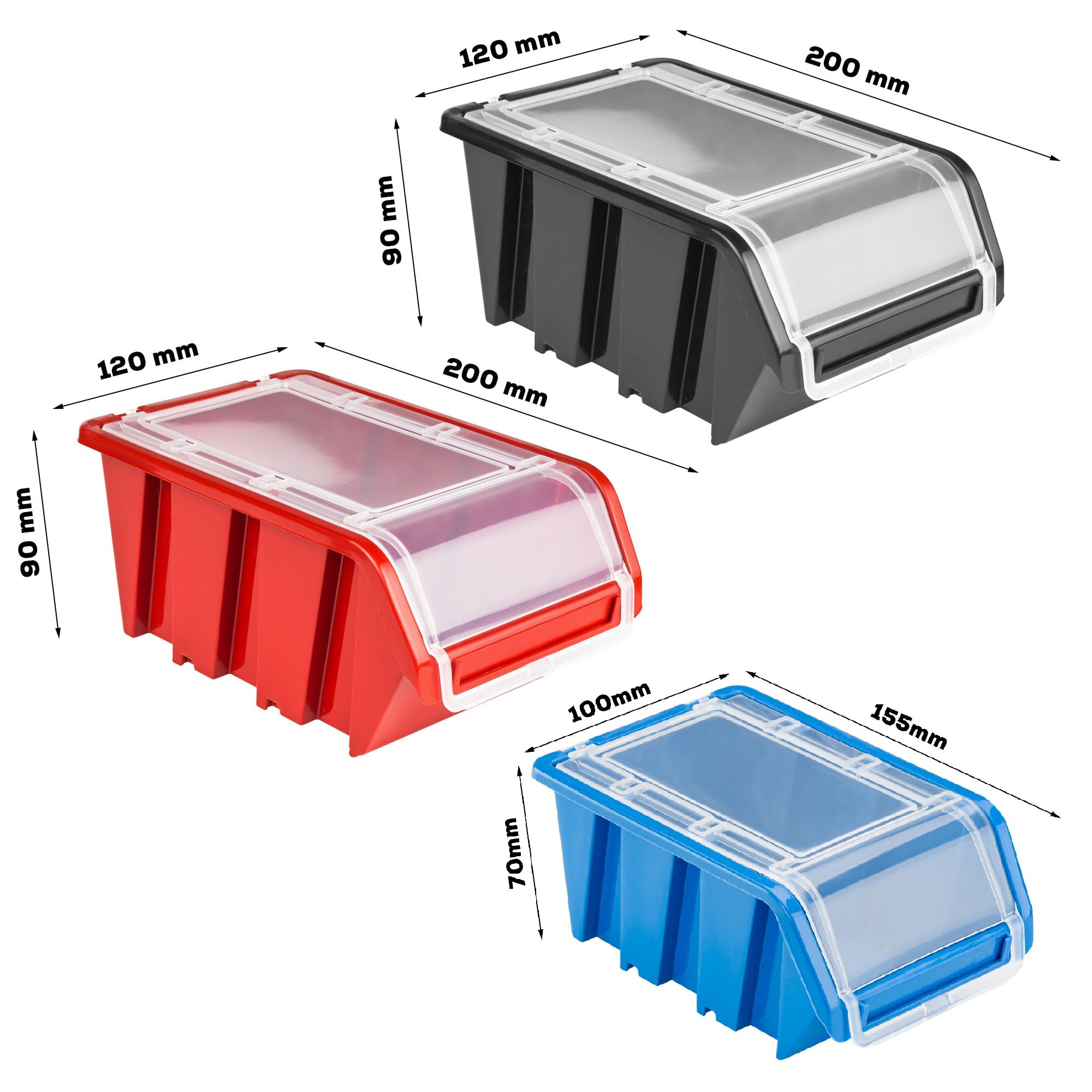 Sistema de almacenamiento de pared, 800 x 800 mm, 36 unidades, cajas apilables, cajas apilables, cajas de almacenamiento con tapa, placas de pared extrafuertes, estantería ampliable, estantería de