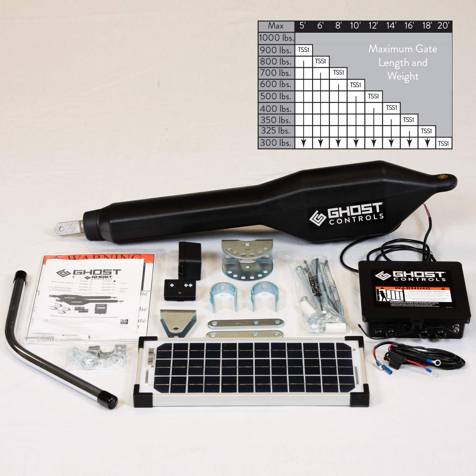 Buy Ghost Controls HeavyDuty Solar Automatic Gate Opener Kit for Driveway Swing Gates with Long