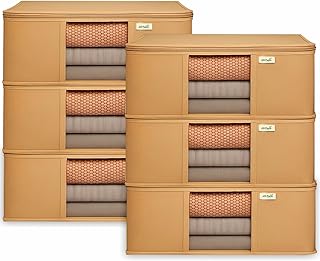JD FRESH 6 Pcs Non Woven Saree Covers/Storage Bags with Zip Cover/Space Saving Bag with Transparent Window/Wardrobe Cupboa Price In India