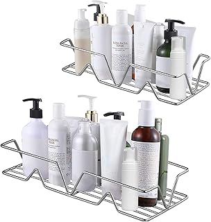 ASHINER 2pack Rangement Salle de Bain, Etagère de Douche sans Perçage, Panier de Douche en Acier Inoxydable, Serviteur de Douche pour Shampooing Revitalisant Rasoirs Savon