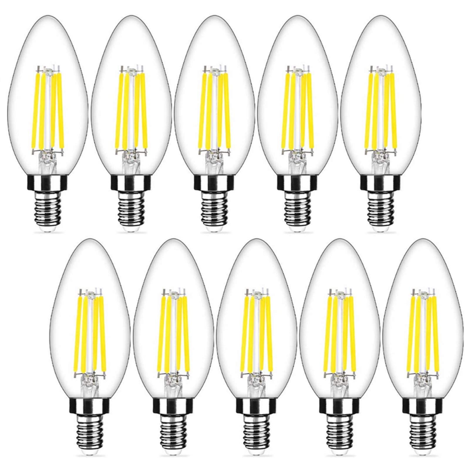 Ampoules LED à filament torpille 2 W, ampoule Edison à intensité variable, équivalent 20 W, blanc chaud, économie d'énergie, sans scintillement, ampoules chandelier C35 LED, paquet 10