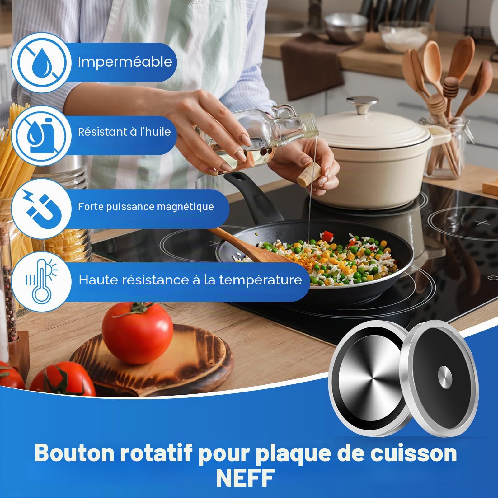 Bouton rotatif pour plaque de cuisson électrique NEFF/Bosch/Gaggenau/Siemens/Viva, accessoire de rechange pour bouton de commande Twistpad 00636170 (10004928)