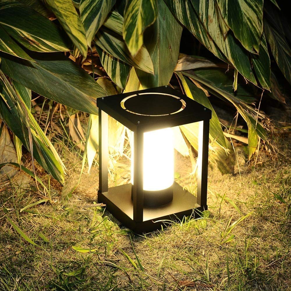 Lampada da Esterno per Prato Impermeabile IP55 Paletto in Alluminio Lampada a Colonna Decorazione Cortile Ponte Patio Corridoio Quadrato Corridoio Recinzione Parete Paralume in Acrilico Pilastro