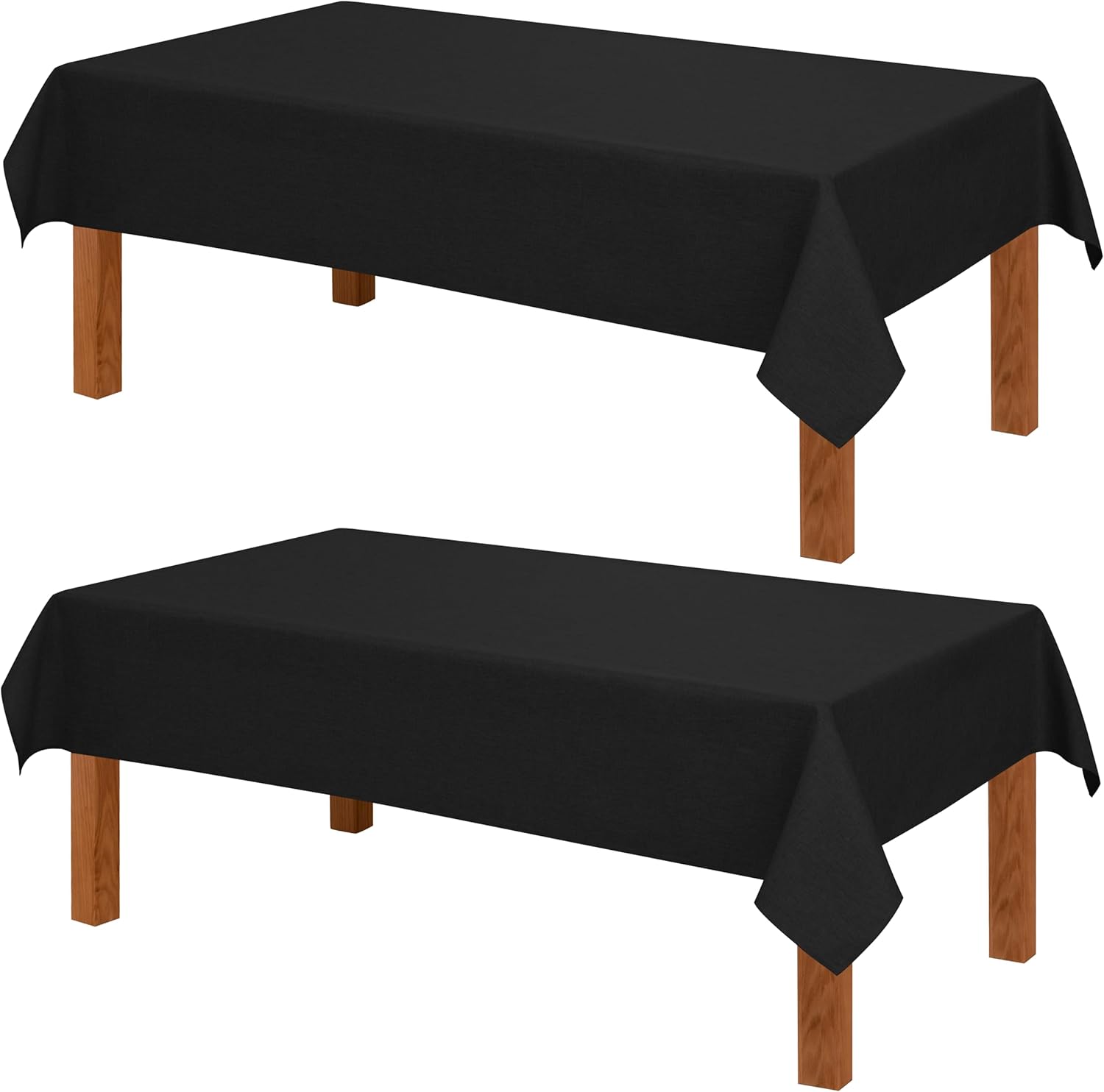 Hiasan 2 Pack Faux Linen Rectangle Tablecloth - Wrinkle and Stain Resistant Washable Table Cloth for Kitchen Dining Room Holiday Table Cover for Party Dinner, Black, 54 x 120 Inch