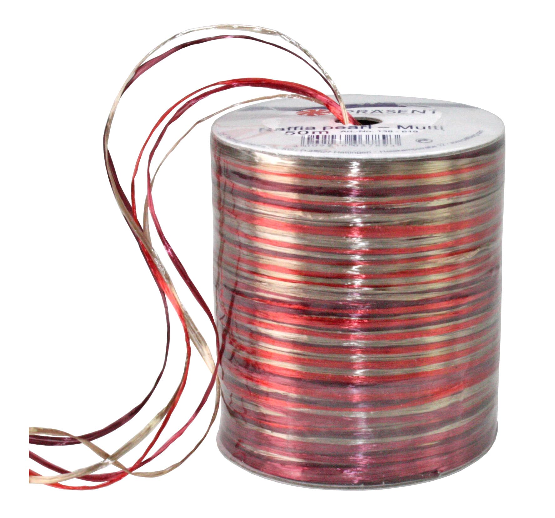 Prasent 50 m Rayon Pearl Spool Ribbon, Bordeaux/ Gold/ Multi-Colour