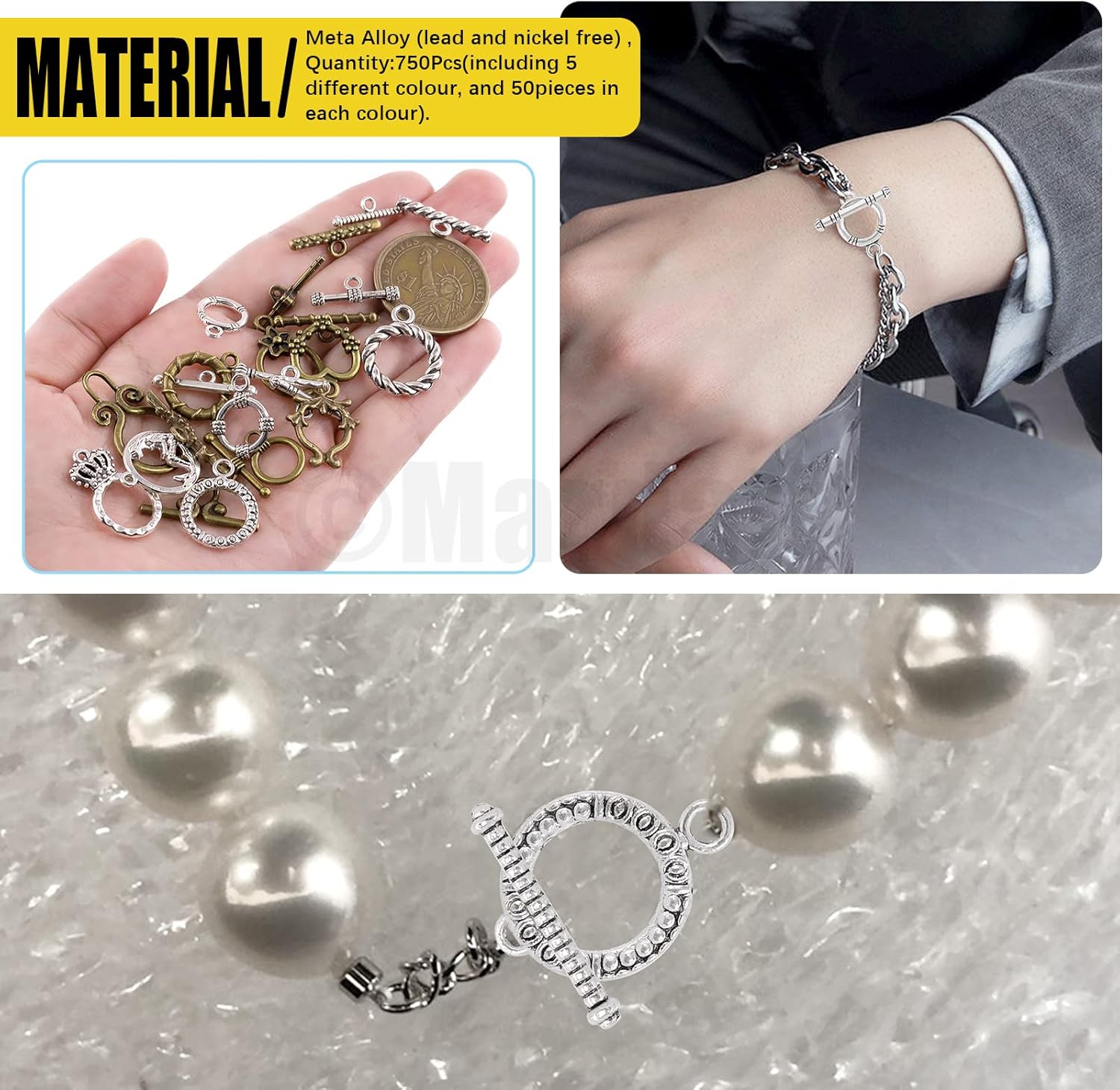 320Pcs 12 Styles Alloy Toggle Clasp Set with Jump Rings, Flower/Heart/Butterfly/Twist Ring/Fish Toggle Bracelet Clasps T-Bar Closure Connectors Tibetan Style for Jewelry Pendant Making - Image 5