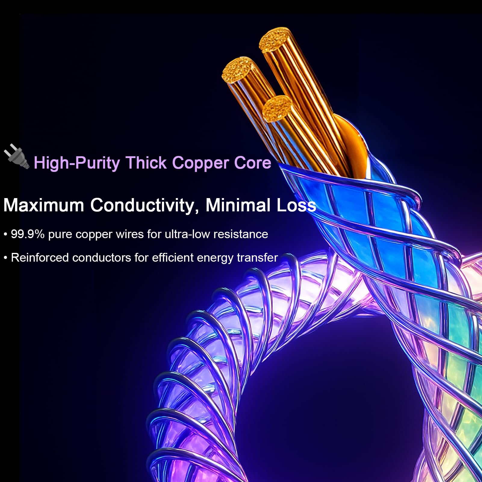 Cable USB C iluminado, cables de carga rápida LED tipo C
