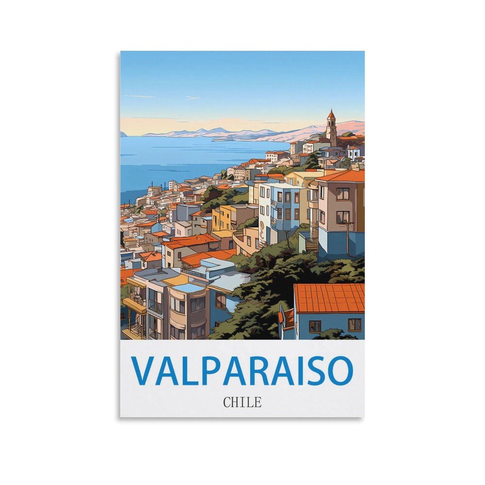 EZMLFA DIY 5D Diamond Painting Kits for Adults,Valparaiso Chile DIY Diamond Art Kits Gem Painting Crafts for Home Wall Decor 30x40cm