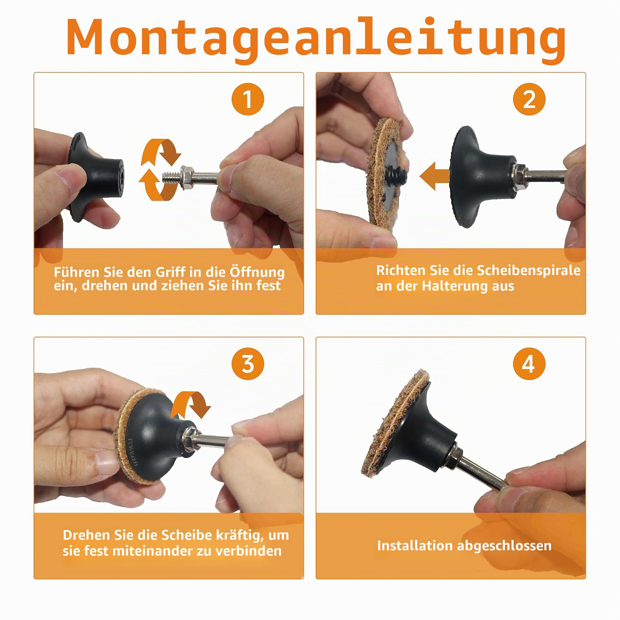 Merryland Vliesscheibe 50mm für Stabschleifer, 50 mm Gemischt Schnellwechselscheibe 50 Stück Mit 6,35mm Schaft, Vliesschleifblatt Vliesronden Schnellspannscheibe Farbe Rost Metall Stahl, DGTAA52C4