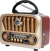 TTAOMI Portable AM FM Shortwave Radio - Retro Vintage Bluetooth Speaker, USB Rechargeable Battery, Loud Sound (Champagne Gold)