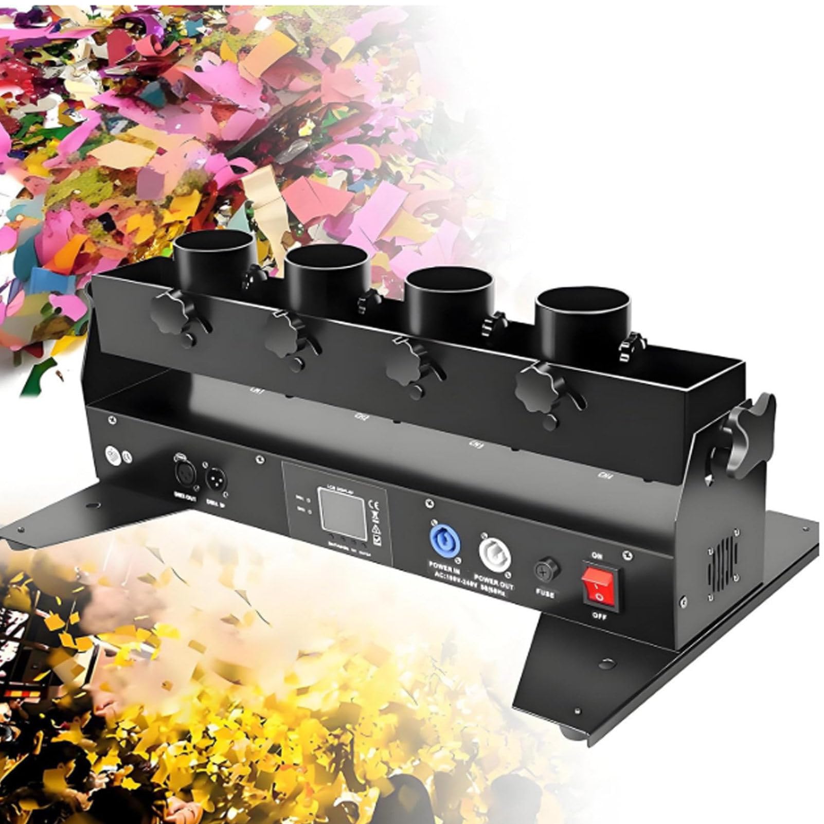 Konfettikanone mit kabelloser DMX 512-Steuerung und Fernbedienung, elektrische Konfettikanone für Partys, Hochzeiten, Konzerte, Feiern, besondere Anlässe, Bühneneffekte