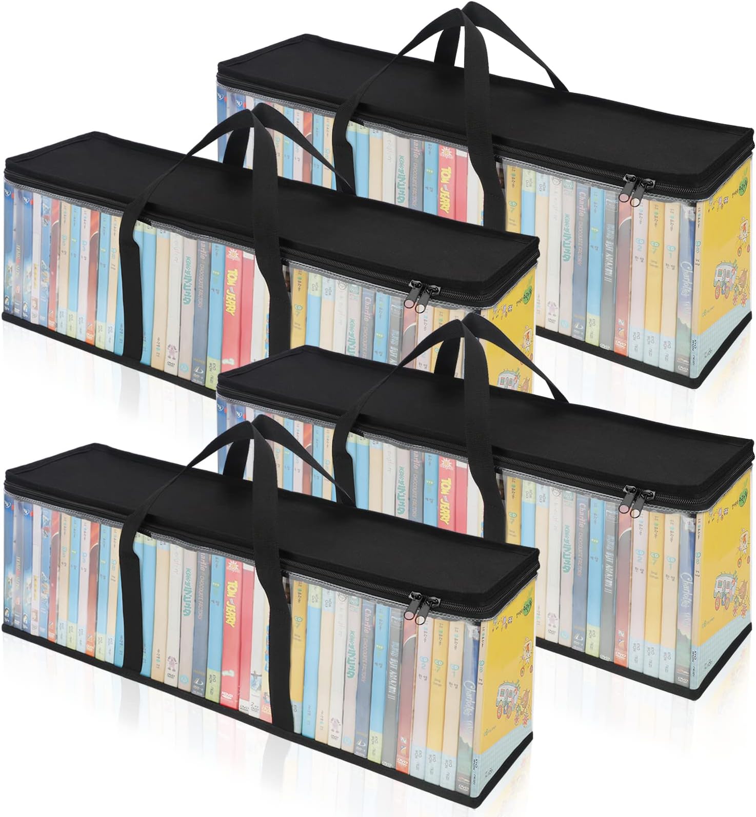 CCidea CD Storage Bags Case 4 Pack DVD Case Holders Vinyl Record Travel Carrying Bag Cases with Handles, Media Storage Organizer for DVDs/CDs/Video Games Blu Ray Disc