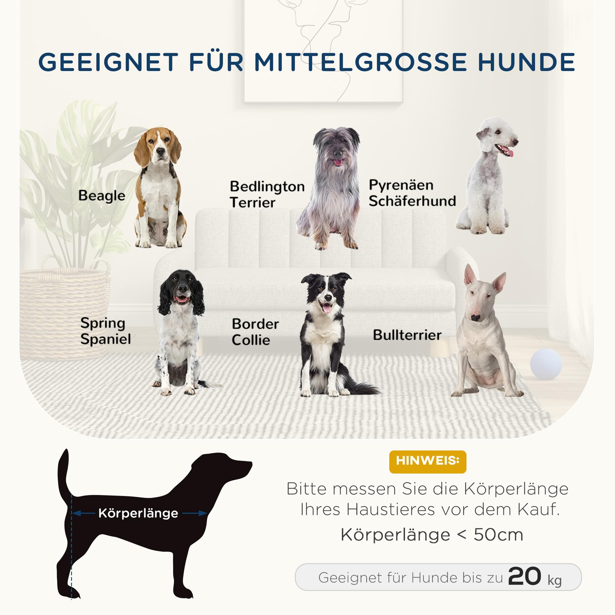 PawHut Hundesofa Haustiersofa Hundecouch Hundebett mit weichem Kissen, Erhöhter Hundesessel für mittelgroße Hunde, Leinenimitat, Grau, 94 x 61 x 40 cm