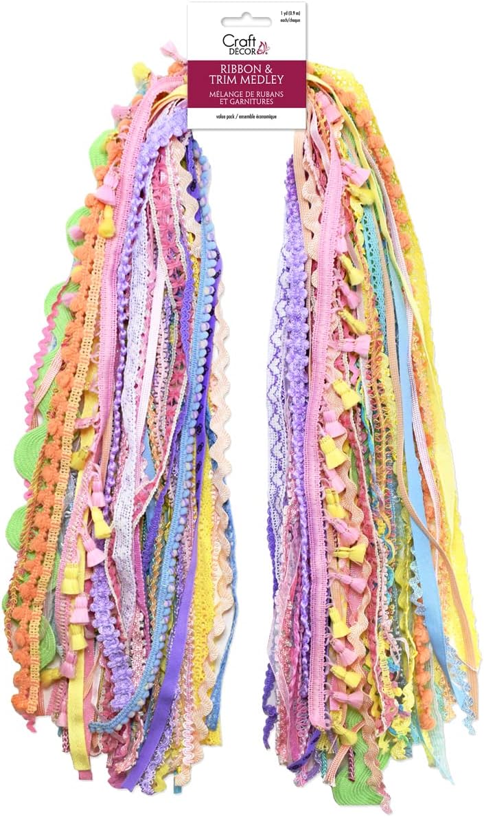 Ribbons for Crafts Wrapping Ribbon Fabric Ribbon Hair Ribbons for Girls Craft Ribbon Decorative Ribbon Fabric Trim Bow Making Supplies Bow Ribbon Trim Sewing Trim Assorted Ribbon Approx 30 Yd - Pastel
