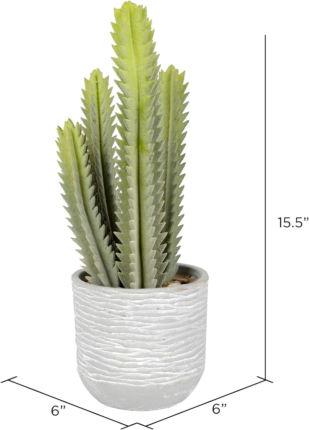 Vickerman Everyday 15.5" Green Cactus Plant - Faux Indoor Potted Plant - Greenery for Home Or Office Decor - Maintenance Free